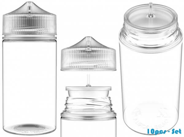 Chubby Gorilla 200ml V3 Pet Unicorn Leerflasche Flasche transp. + transparenter Deckel - 10er Set