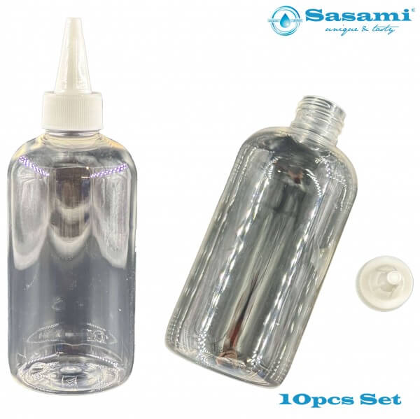 250 ml PET Flasche klar inkl. Dosierspitze - 10er Set