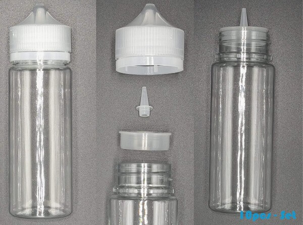Weithalsflasche 120ml Pet Unicorn Leerflasche Flasche transp. + transparenter Deckel - 10er Set