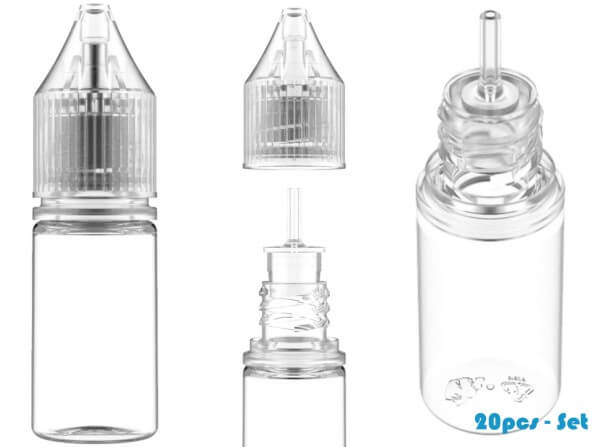 Chubby Gorilla 10ml V3 Pet Unicorn Leerflasche Flasche transp. + transparenter Deckel - 20er Set